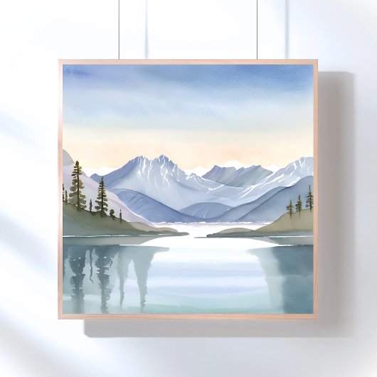 レークタホ | 水彩画の山の風景 ポスター
