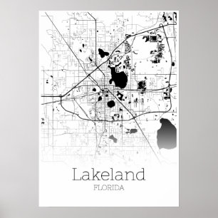 レークランドの地図-フロリダ-都市地図ポスター ポスター