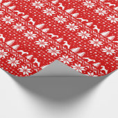 レークランドテリアのクリスマスのセーターパターン赤 ラッピングペーパー (角)