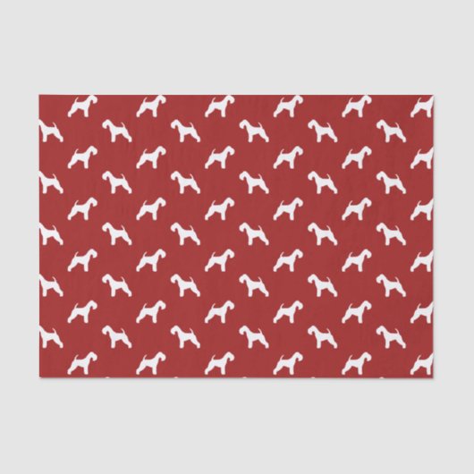 レークランドテリアはパターン赤のシルエットを描きます 薄葉紙 (正面)
