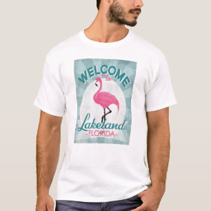 レークランドフロリダのピンクのフラミンゴのレトロ Tシャツ