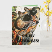 レークーン誕生日キッズ誕生日 カード (黄色い花)