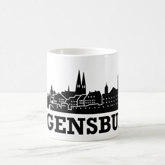 レーゲンスブルクのスカイライン コーヒーマグカップ (中央)
