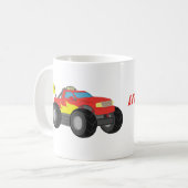 レーサーの男の子のための赤いモンスタートラックを、競争させます コーヒーマグカップ (正面左)
