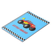 レーサーの男の子のための赤いモンスタートラックを、競争させます ノートブック (左側)