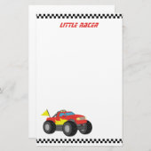 レーサーの男の子のための赤いモンスタートラックを、競争させます 便箋 (正面/裏面)