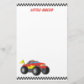 レーサーの男の子のための赤いモンスタートラックを、競争させます 便箋 (正面)