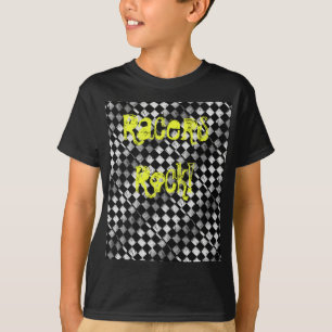 レーサーの石! チェック模様の旗のワイシャツ Tシャツ