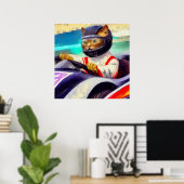 レーサーを運転する猫 ポスター (ホームオフィス)