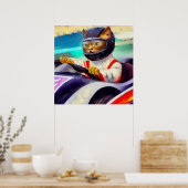 レーサーを運転する猫 ポスター (キッチン)