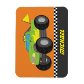 レーサーカッコいいボーイズのためのレーシンググリーンモンスタートラック マグネット (縦)