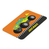 レーサーカッコいいボーイズのためのレーシンググリーンモンスタートラック マグネット (左側)