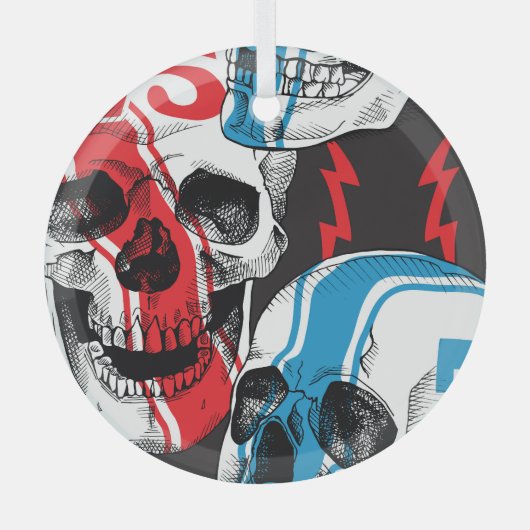 レーサースカル:ヴィンテージのシームレスな反乱。 ガラスオーナメント (正面)