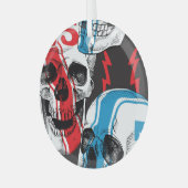 レーサースカル:ヴィンテージのシームレスな反乱。 ガラスオーナメント (正面左)