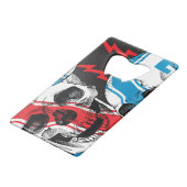 レーサースカル:ヴィンテージのシームレスな反乱。 クレジットカード栓抜き (正面アングル)