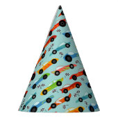 レーサーパターンカーの誕生日パーティー パーティーハット (左)