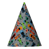 レーサーパターンカーの誕生日パーティー パーティーハット (裏面)