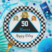 レーサー誕生日プレート，ドライバー，車，メダル ペーパープレート