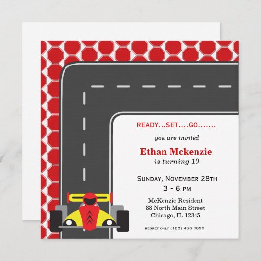 レーサー誕生日 招待状 (正面/裏面)