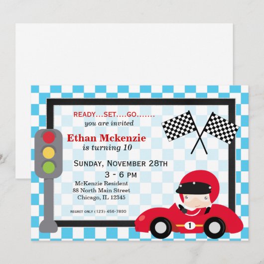 レーサー誕生日 招待状 (正面/裏面)