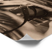 レーサー静か回転木馬馬セピアブラウン ポスター (角)