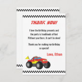 レーサー・ボーイズ・ステーター向けレーシング・レッド・モンスター・トラック サンキューカード (正面/裏面)