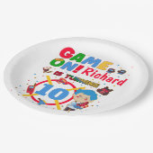 レーザラベルゲーム誕生日少年パーティー ペーパープレート (アングル)