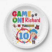 レーザラベルゲーム誕生日少年パーティー ペーパープレート (正面)