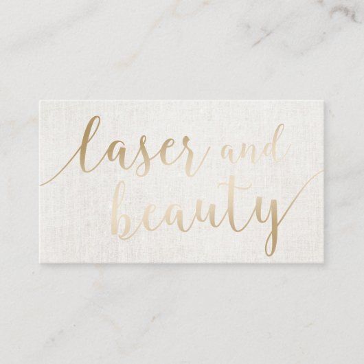 レーザーおよび美しいエステティシャンエレガント金ゴールドスクリプト 名刺 (正面)