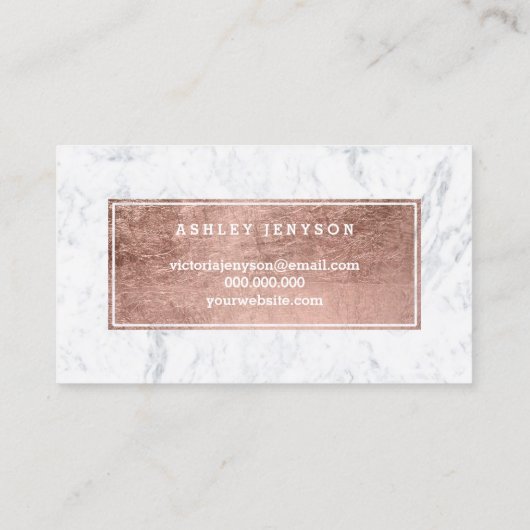 レーザーのモダンのばら色の金ゴールドのタイポグラフィの大理石 名刺 (裏面)