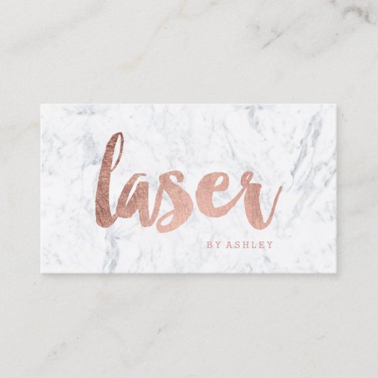 レーザーのモダンのばら色の金ゴールドのタイポグラフィの大理石 名刺 (正面)