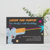 レーザーのラベルのバースデーパーティ招待状 招待状 (スタンド正面)