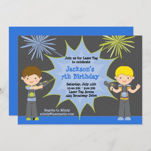 レーザーのラベルの誕生日のパーティの招待状 招待状 (正面/裏面)