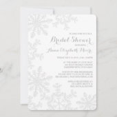 レーザーの切口の銀の雪片の冬のブライダルシャワー 招待状 (正面)