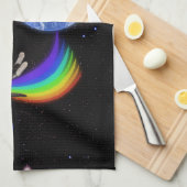 レーザーの虹の宇宙猫 キッチンタオル (四つ折り)