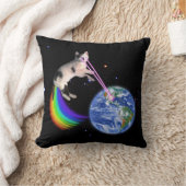 レーザーの虹の宇宙猫 クッション (ブランケット)