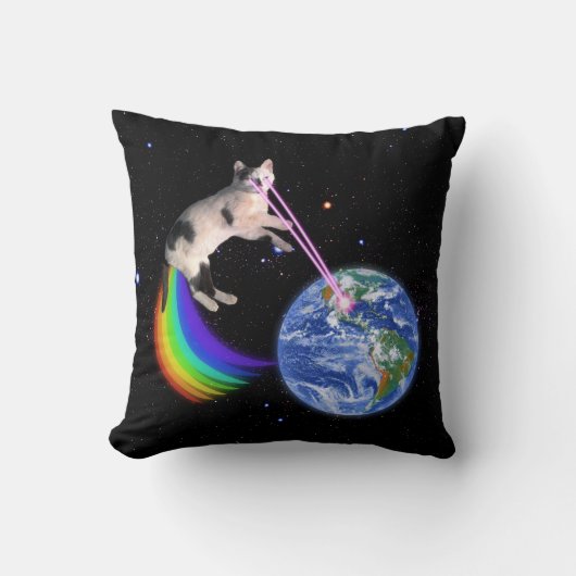 レーザーの虹の宇宙猫 クッション (正面)