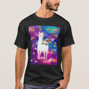 レーザーアイキャッツイン宇宙ラマキャッ食べ物トピザ& Tシャツ