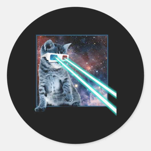 レーザーアイ宇宙猫子猫3Dメガネ ラウンドシール (正面)