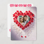 レーザーカット赤紙ハート保存日付招待状 招待状 (正面/裏面)