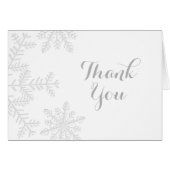 レーザーカット銀の雪片の冬のサンキューカード (正面横)