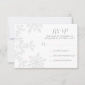 レーザーカット雪エレガント片ウィンターウェディングRSVP 出欠カード (正面)