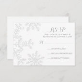 レーザーカット雪エレガント片ウィンターウェディングRSVP 出欠カード (正面/裏面)