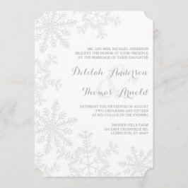 レーザーカット スノーフレーク エレガントな冬のウェディング招待状 招待状