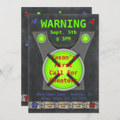 レーザータグでズルをした誕生日パーティー 招待状 (正面/裏面)