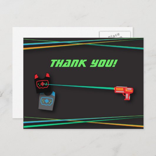 レーザータグ誕生日パーティー感謝メッセージ ポストカード (正面/裏面)