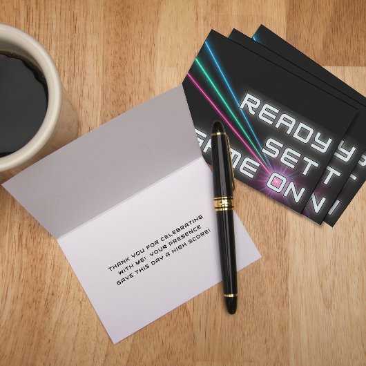 レーザータグ ネオン 誕生日パーティー サンキューカード