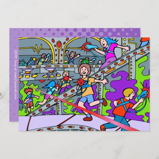 レーザータグ 誕生日パーティー招待状 招待状 (正面/裏面)