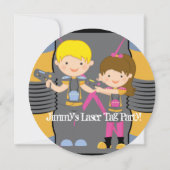 レーザータグ 誕生日パーティー カスタマイズ 円形 招待状 (裏面)