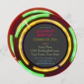 レーザーネオンライト誕生日 招待状 (正面/裏面)